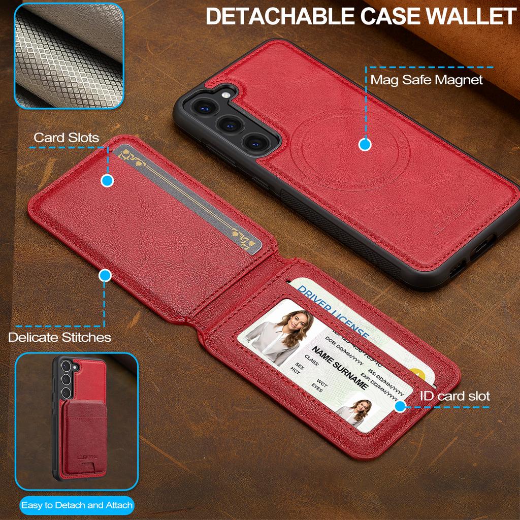 LC.IMEEKE L3 Pro Samsung Galaxy S23+ Magnetické pouzdro Odnímatelný držák na karty Kožený TPU kryt na mobil