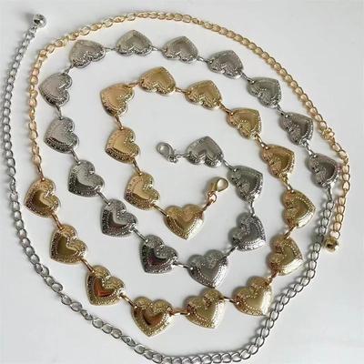 Vintage Women Waist Belt Female Metallic Love-Heart Chain Belt Tassel Waist Chain Belt Women Decorative Metal Body Jewelry