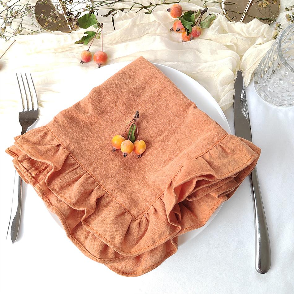 45x45CM Ruffule Cloth Napkins Cotton Soft Flounced For Wedding Decoration Table Decor Party House Warming Gift