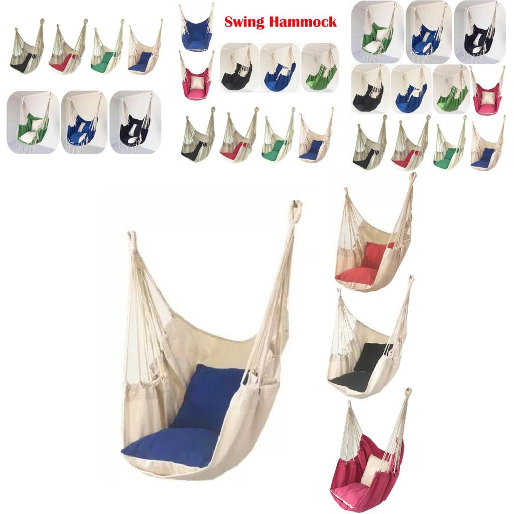 Stylish Hanging Hammock Chair For Outdoor Relaxation With Soft Pillows And Strong Ropes