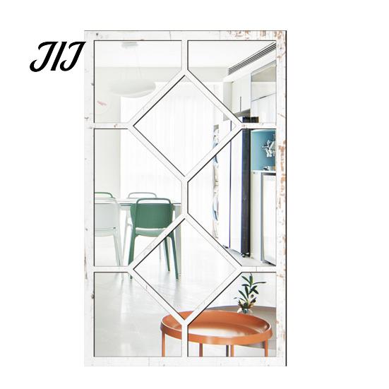 Arched Wall Mirror Stickers Window Decor, Wooden Frame Acrylic Fake Mirror, Minimalist Arch Self-Adhesive Windowpane Sticker for Living Room
