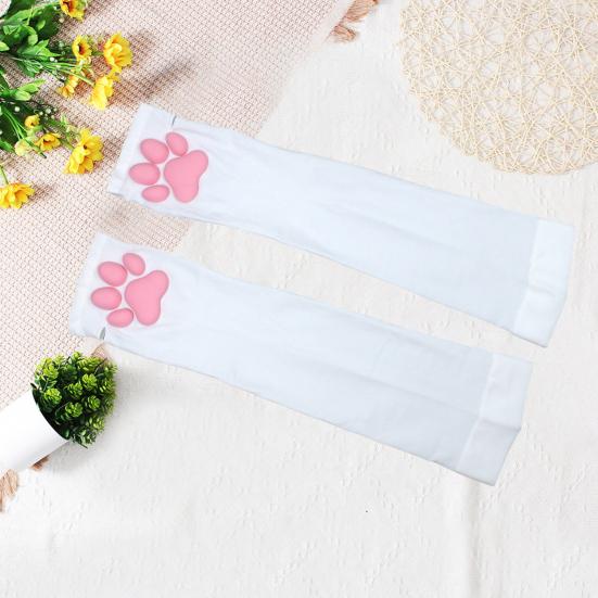 Cat Paw Thigh High Socks for Women 3D Toe Beans Cat Claw Pad Socks Elastic Knee-High Stockings with Silicone Grips Animal Cosplay Outfit