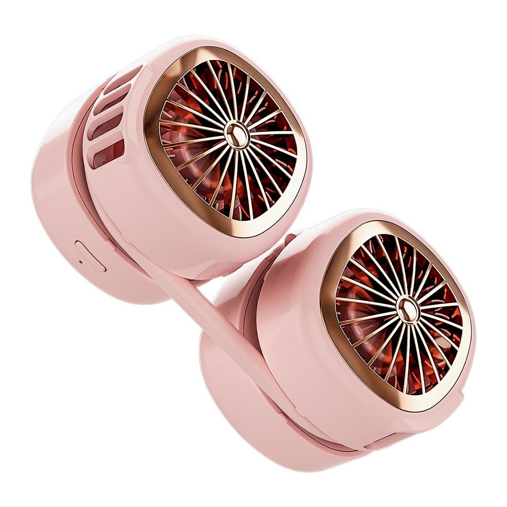 

P70 Foldable USB Charging Hanging Neck Mini ABS Cooling Fan Summer Mute Fan Cooler Pink