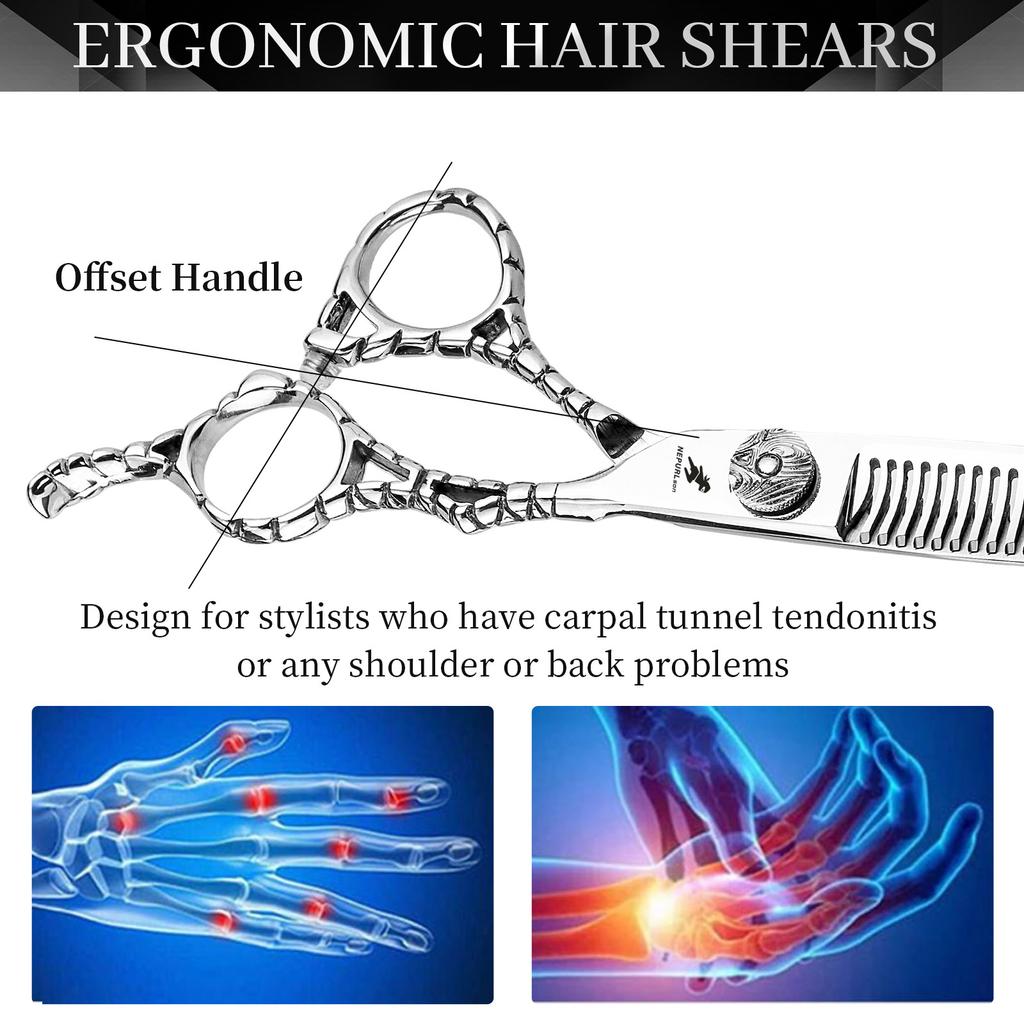 6.0 Inch 440C Double-Sided Tooth Scissors, Hair Scissors, Flat Scissors, Bangs Scissors, Tooth Scissors, 15% Thinning.