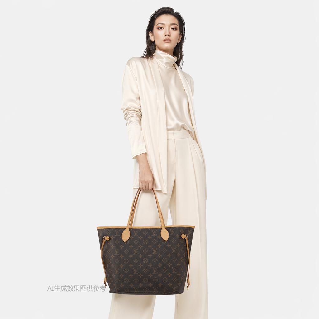 [Pre-Owned] Neverfull Mm Monogram Coated Canvas With Leather Trim Tote Bag - Very Good #PW6J6I