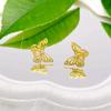 Simple Fashion Light Luxury Zircon Inlaid Flying Gold Hollow Butterfly Shape Temperament Stud Earrings