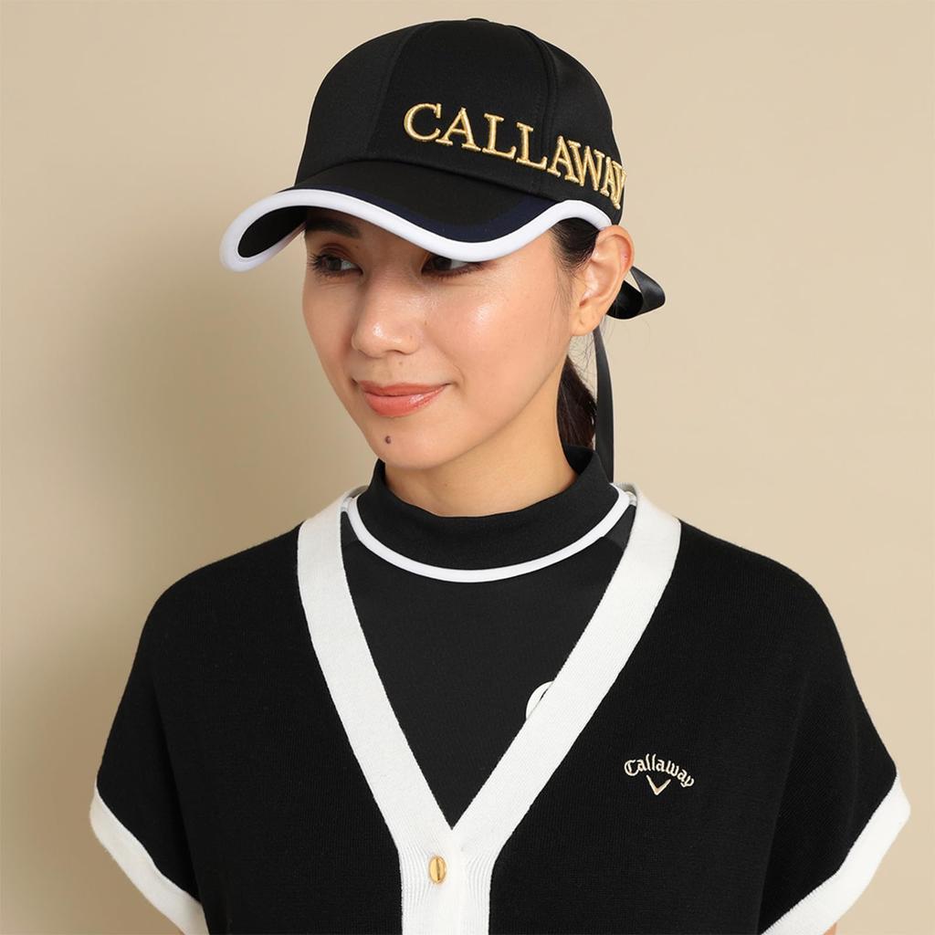 [Callaway] Women's Cap (with back ribbon)  Hat Golf  C23291203 1010Black FR