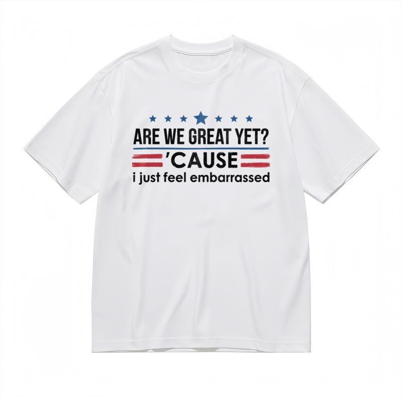 

Men s Breathable Classic T-Shirt Are We Great Yet Question with Line Art Tee S