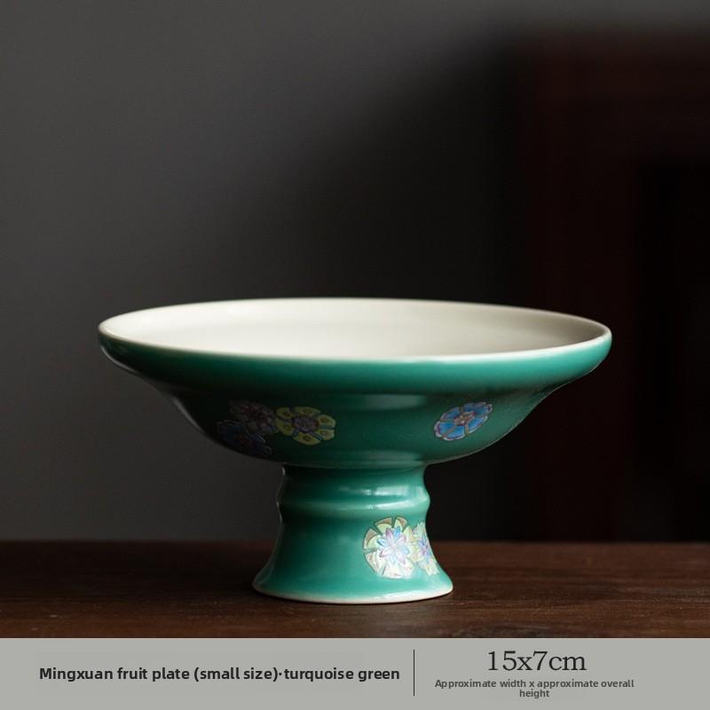 Japanisches Türkisgrün Hoher Fuß Obstschalen Zen Gebäckteller Dessert Süßigkeitenschale Süßigkeitenbar Haushalt Gastfreundschaftsgeschirr Geschenk