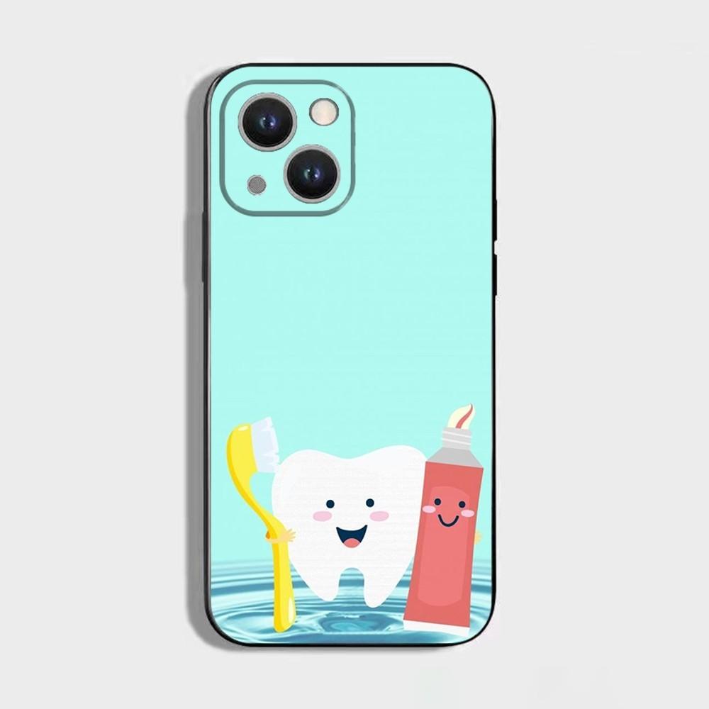 

Tooth Teeth Funny Dentist Phone Case For iPhone 16,15,14,13,12,11 Plus,Pro Max,XS,X,XR,SE,Mini,8,7,Soft Silicone Black Cover iPhone14ProMax