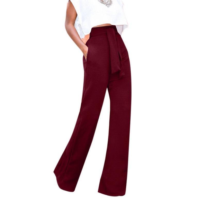 Elegant Womens Casual Soft Flare Pants With High Waist And Comfortable Drawstring