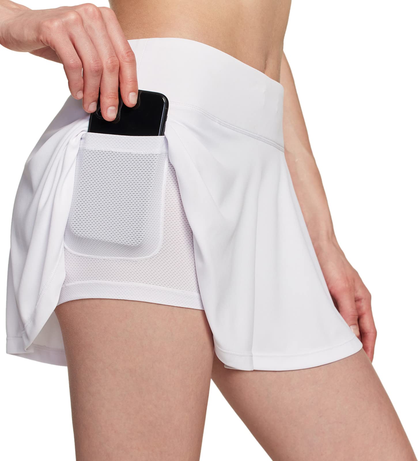 

Tesla Women s Tennis Skort, Moisture-Wicking, Quick-Drying, and Odor-Resistant, Perfect for Golf, Running, and Bowling, with Inner Pants, FBK24-WHT_L