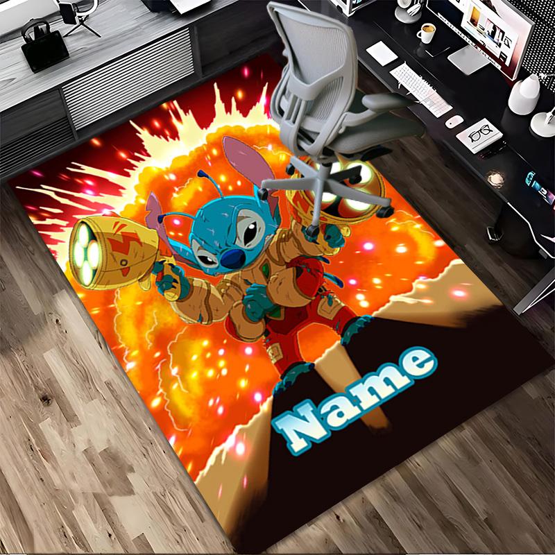 Personalized Name Rainbow Stitch Living Room Non-Slip Area Rug Soft Carpet for Bedroom Kids Playroom Sofa Office Home Decor Doormat