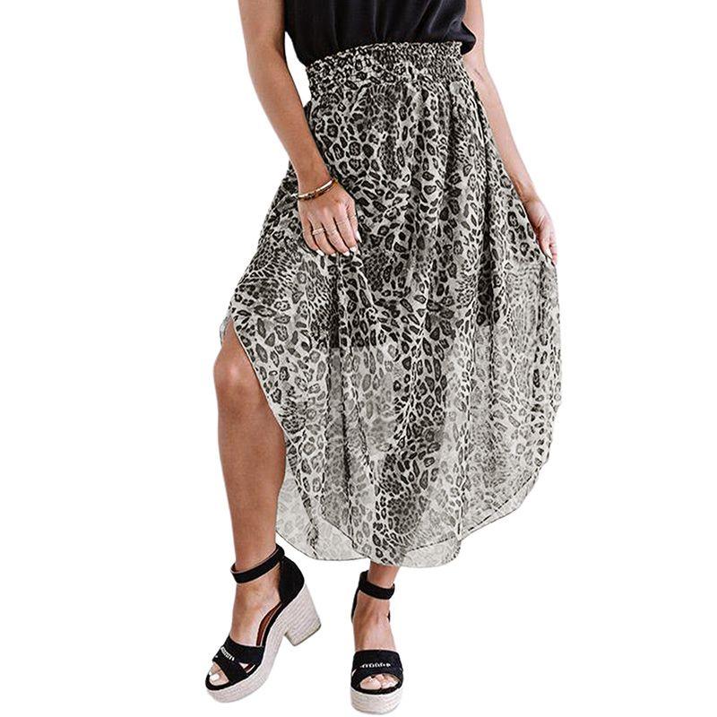 

American Shiying Retro Leopard Print Print Skirt Women 2025 Summer New Niche High Waist Thin Long dress Gray XL(Code fits (72.50 kg-80.00 kg)