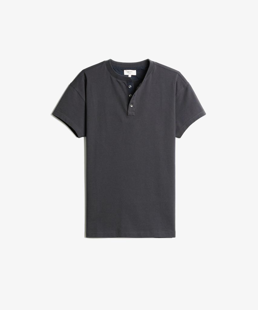 HEYSTE Cotton 3-Button Henley Tea Charcoal