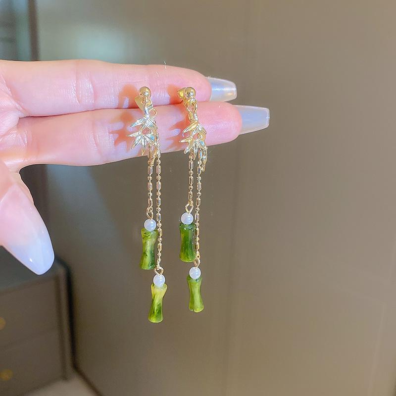 Silver Needle Sweet Flower Butterfly Pearl Tassel Earrings Trend Stud Earrings Temperament Earrings Women