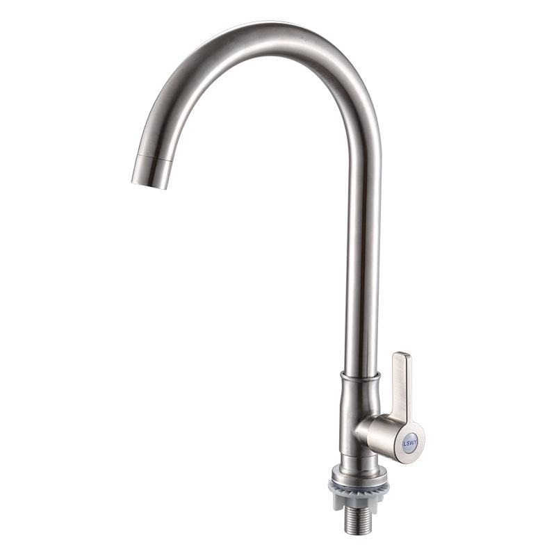 Rubinetto per acqua fredda monotubo in acciaio inossidabile 304 per lavello da cucina o da bagno