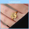 Chic Fashionable Copper Gold Ring For Women With Adorable Rabbit And Clover Motif