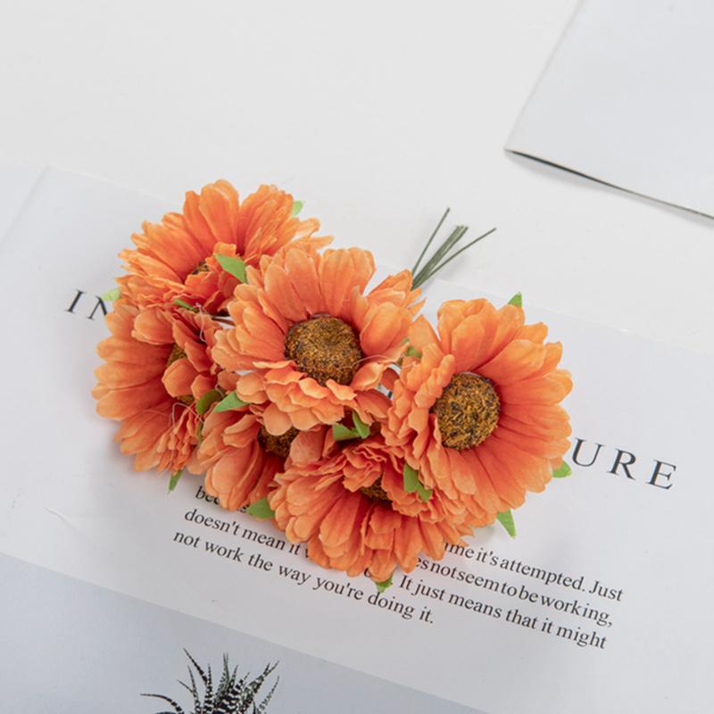 6 Stück Künstliche Blumen Handgemacht Gerbera Mode Haus Garten Braut DIY Geschenk Kranz Material Hochzeitsbankett Dekoration Weihnachten