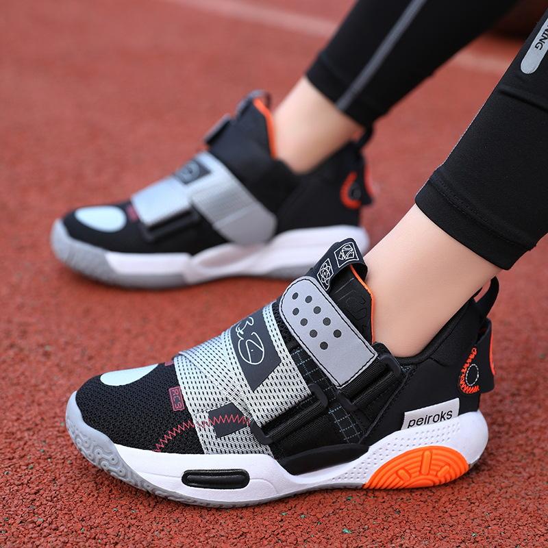 Children's Basketball Shoes Spring and Summer New Sports Shock Absorption Running Breathable Boys' Shoes Popular Middle and Older Children's Casual Sh