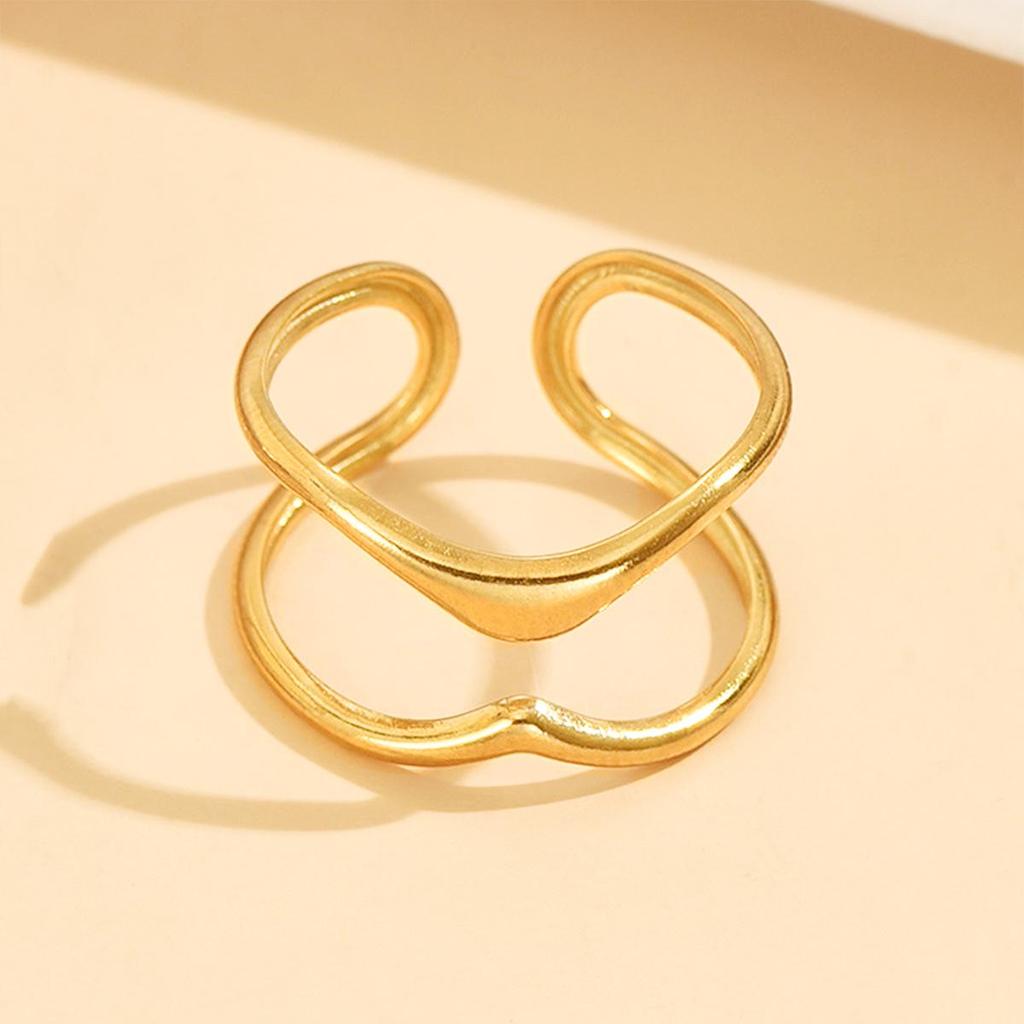 Women's Stainless Steel Open Band Ring - Minimalist, Stackable, Cold Style Jewelry