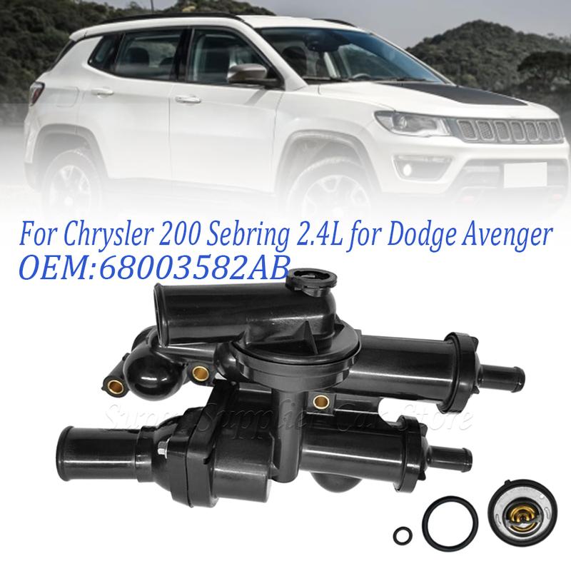 Engine Coolant Thermostat Housing For Dodge Avenger 2008-2014 Chrysler 200 2011-2014 Sebring 2008-2010 Journey 09-17 68003582AB