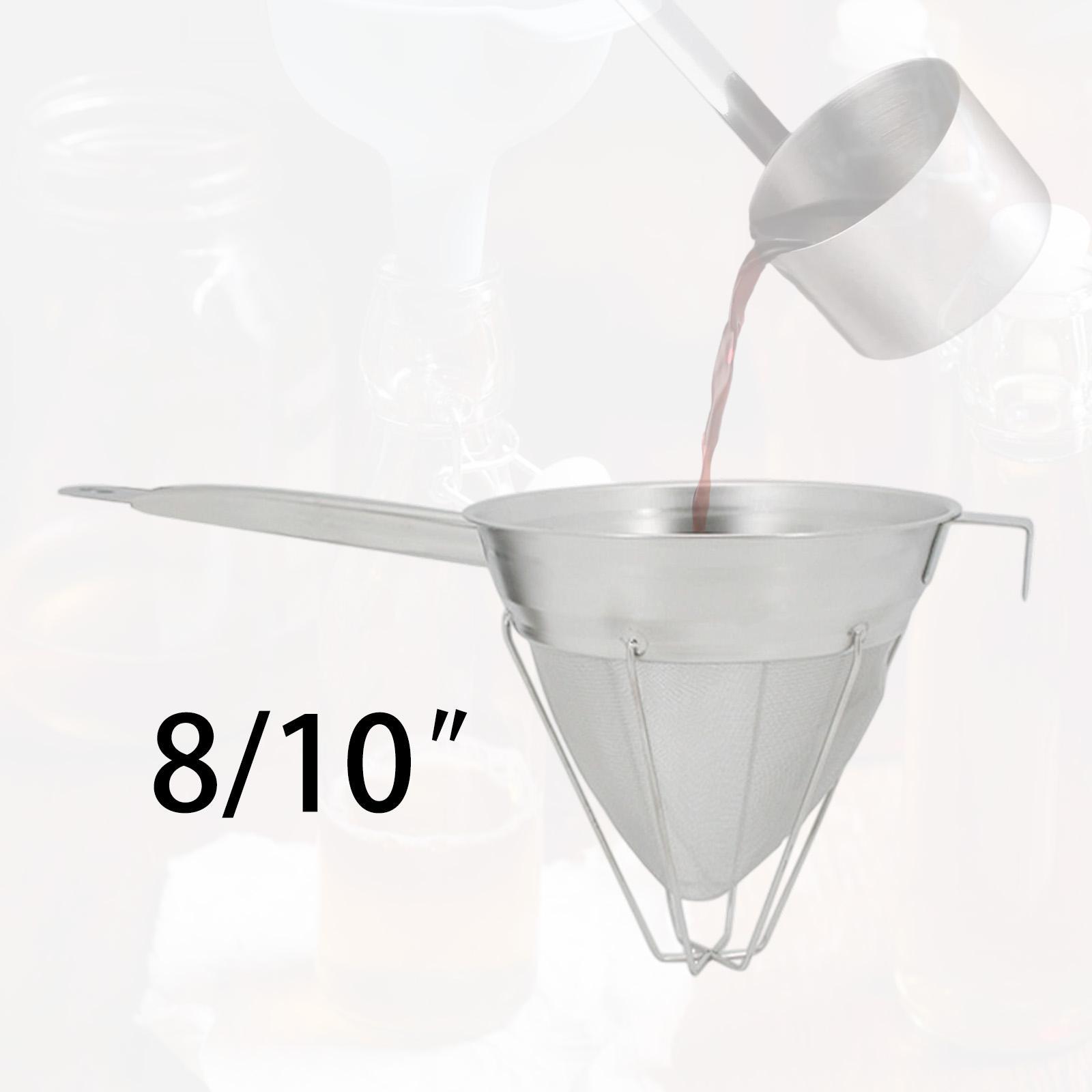

Fine Mesh Strainer with Standwith Base Easy to Clean Cooking Filter Basket Funnel Strainer for Tea Cocktail Sugar Flour Spice 20.5cm