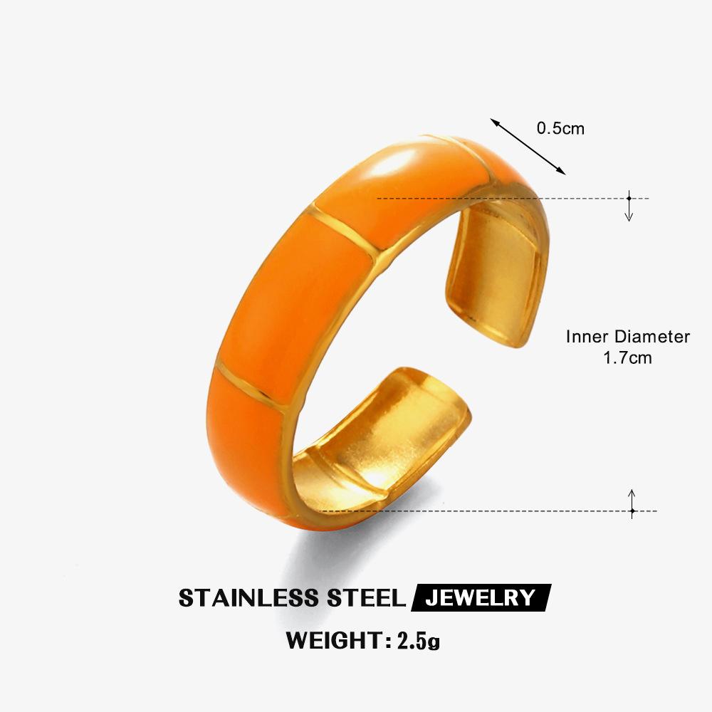 

Fashionable And Minimalist Bamboo Ring Woman Vintage Personality Zircon Colored Oil Droplet Opening Adjustable Rings resizable
