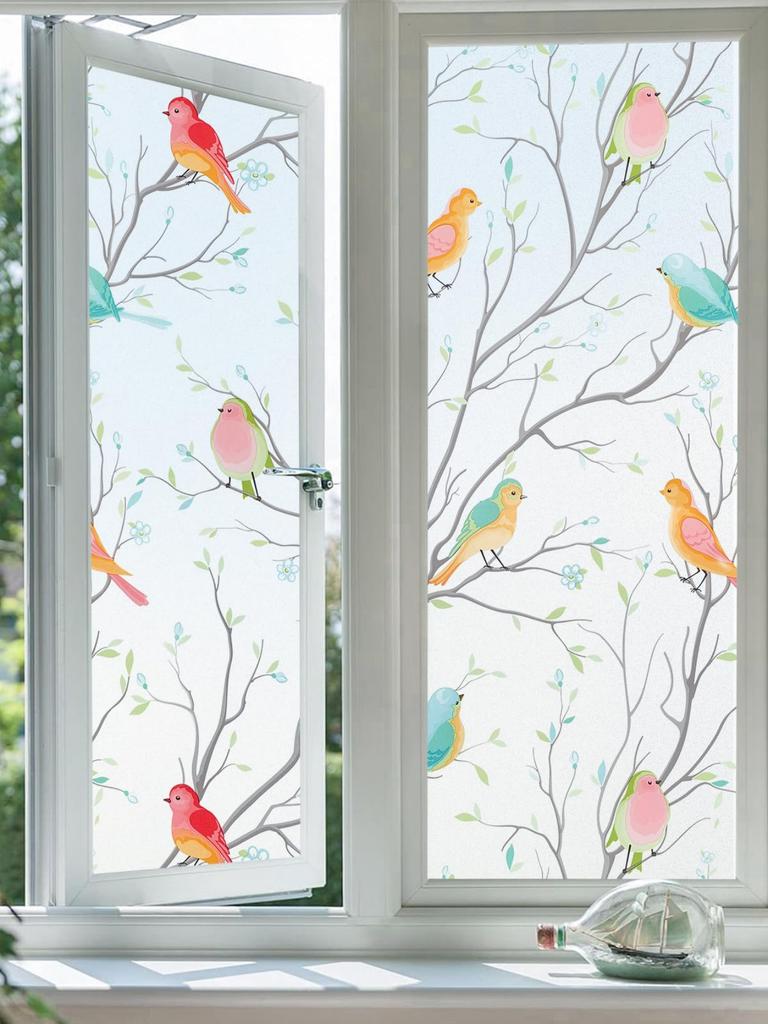 Buzlu Pencere Filmi Statik Yapışkanlı - Ev Banyo Ofis Cam Kapılar için UV/Isı Engelleyici Gizlilik Örtüsü