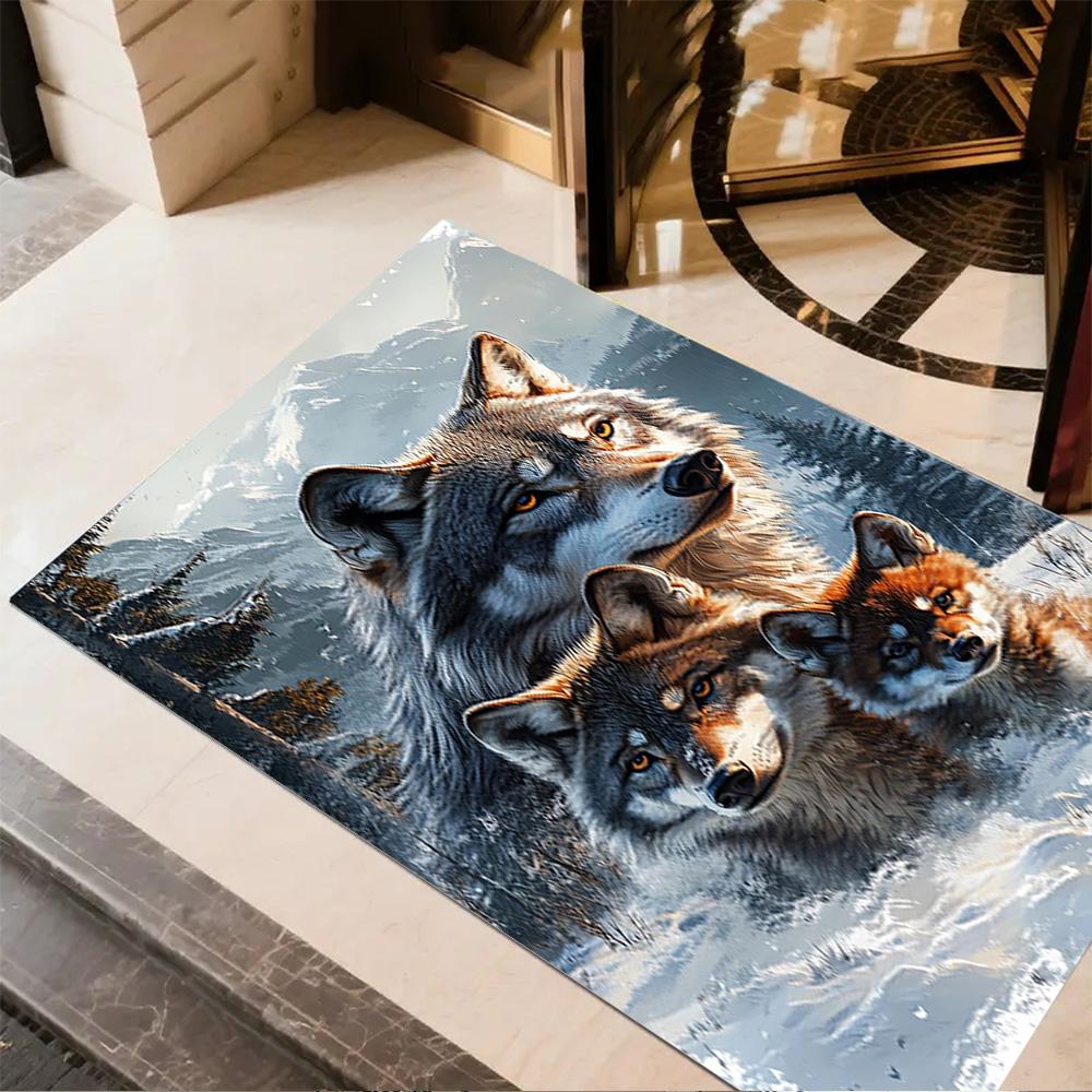 1pc Wolf Pack Forest Design Home Carpet Non-slip Office Decor Gift Living Room Bedroom