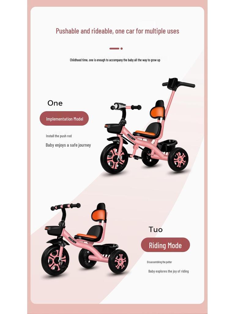 Children's Large Pedal Tricycle for Ages 1-6