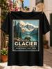 Glacier National Park Montana Est 1910 Mountain Lake Pine Forest And Brown Bear Vintage Travel  Unisex All Tshirt