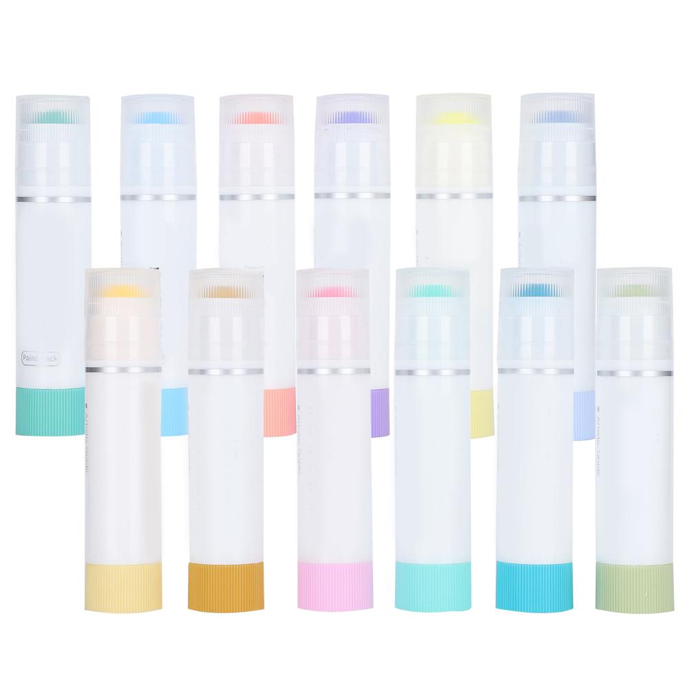 12 шт. Водорастворимые Цветные Карандаши Вращающиеся Гуашевые Краски Масляные Мелки Палочки для Рисования Детей