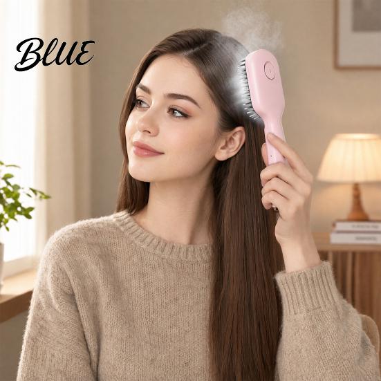 Frizz Control Hair Comb Electric Spray Massage Brush USB Rechargeable Misting Air Cushion Tangle-free Anti-Frizz Detangler Steam for Dry Damaged