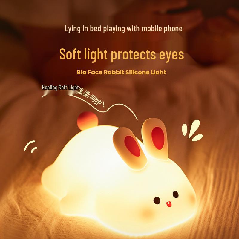 

Silicone Rabbit LED Night Light with Tap Sensor and Adjustable Brightness English