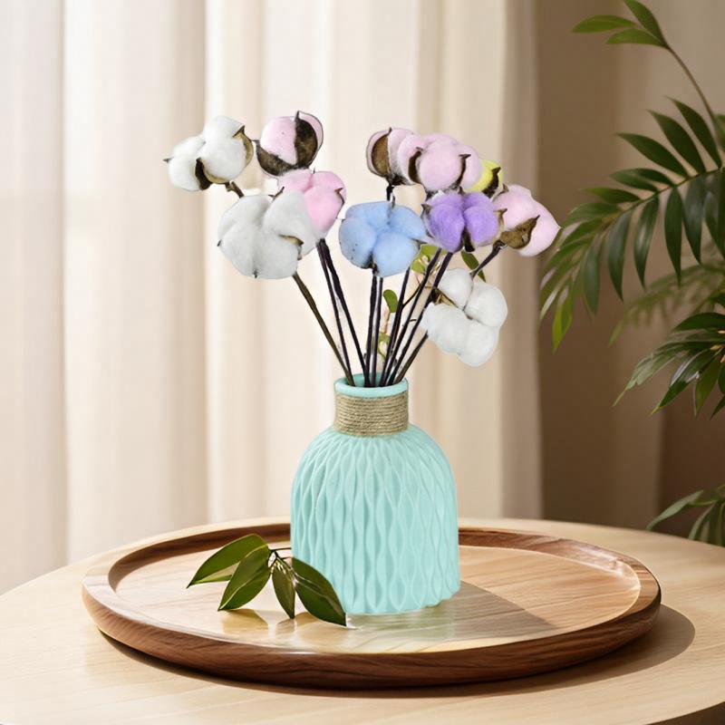 Simulation Cotton Head Natural Dried Flower Handmade Retro Country Style Flower Arrangement Wreath Bouquet Shooting Props