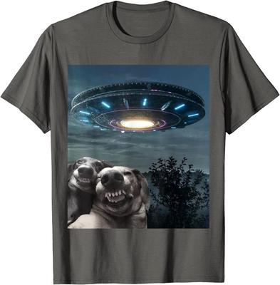 Selfie Dog With Alien UFO Funny Dogs Lover T-Shirt