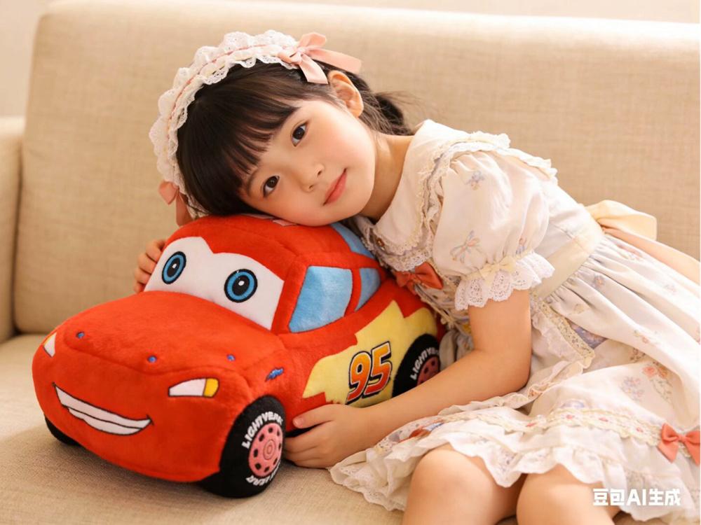 Cartoon Cars McQueen Plush Toy for Kids - Soft Cuddly Stuffed Car Doll Pillow Anime Movie Character Room Decor Gift for Boys