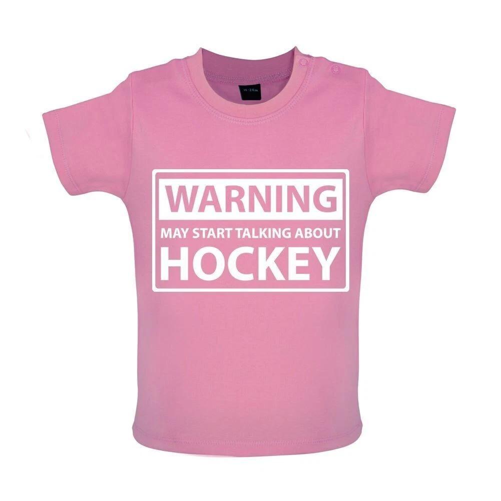 Warning May Start Talking About Hockey - Kids Baby Kids Boys Girls Unisex T-Shirt / Bodysuit - Ice 120