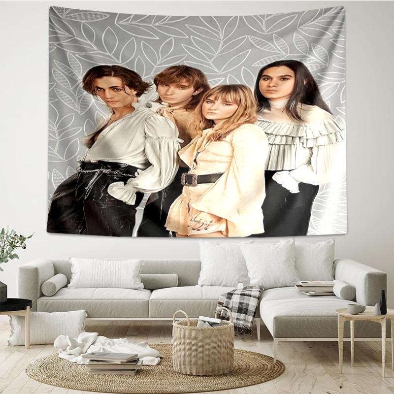 Arazzo con Stampa Maneskin, Sfondo, Facile da Installare, Ideale per Camera da Letto, Ufficio e Soggiorno, con Decorazione Estetica da Appendere alla Parete.