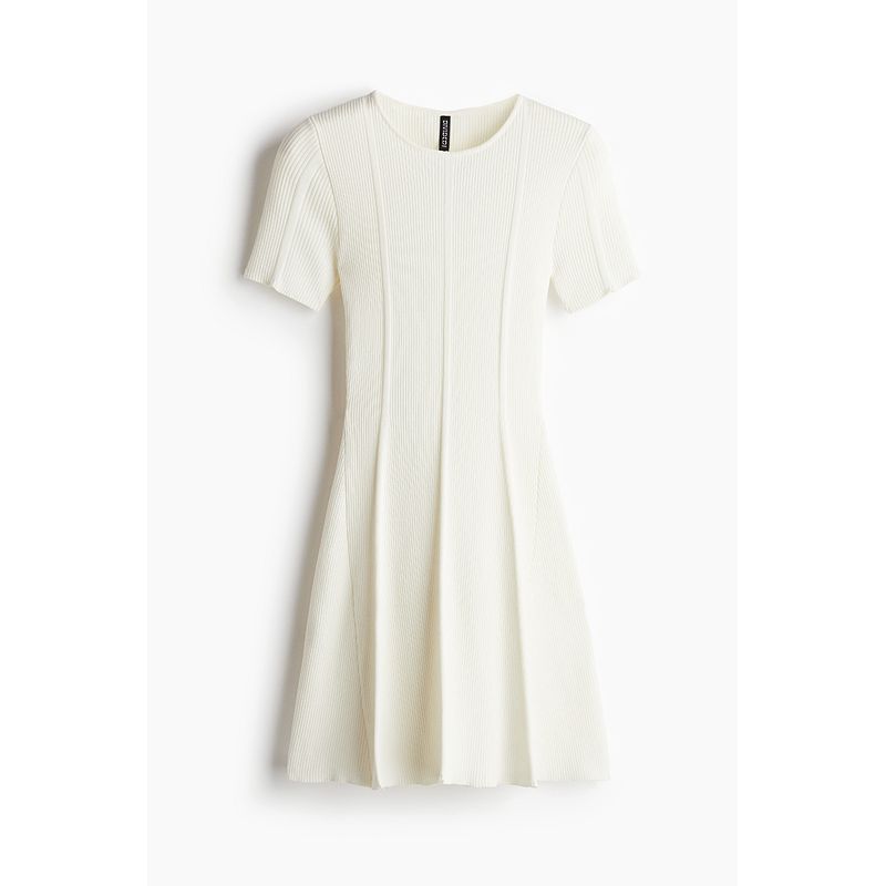 

HM Женское платье 2025 Осень Женская одежда Расклешенная юбка Трикотажное платье в рубчик 1262820