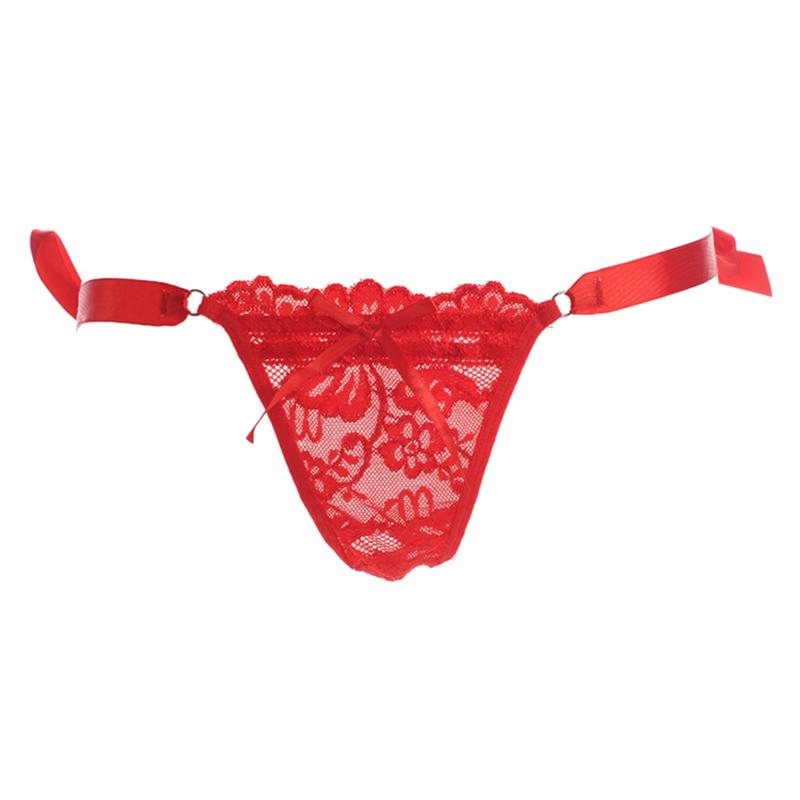 Erotic Panties Sexy Lace Floral Sheer Briefs Womens Side Tie Lingerie Knickers Low Waist Transparent G-string Thongs Pantie
