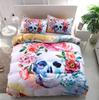Sugar Skull Duvet Cover Set,3D Printed Gothic Skull Bedding Set,Soft  Comforter Cover with Zipper Closure and 2 Pillow Shams