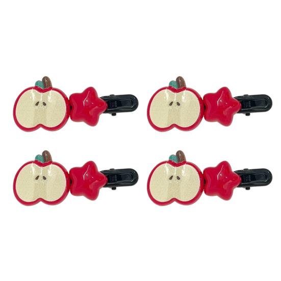 4Pcs Girl Hairpin Red Fruit Slice Decor Hair Clips Smooth Surface Rounded Edges Lightweight Hair Pins Hair Accessories