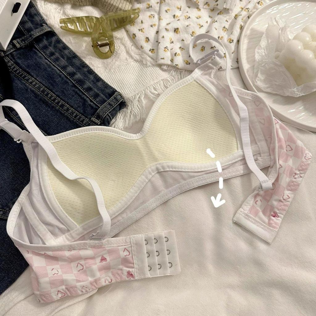 Women Push Up Bras Plaid Patchwork Solid Simple Girls Cute Lingerie Fashion Underwear For Women Wireless Breathable Bras