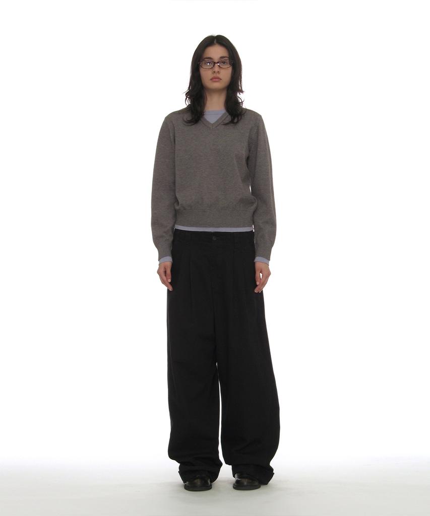 PARTIMENTO WOMEN Colorblock Double Layered Knit Sweater_Melange