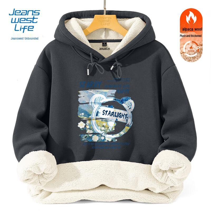 

JEANSWEST LIFE Men s Winter Thick Fleece-Lined Hoodie 4XL
