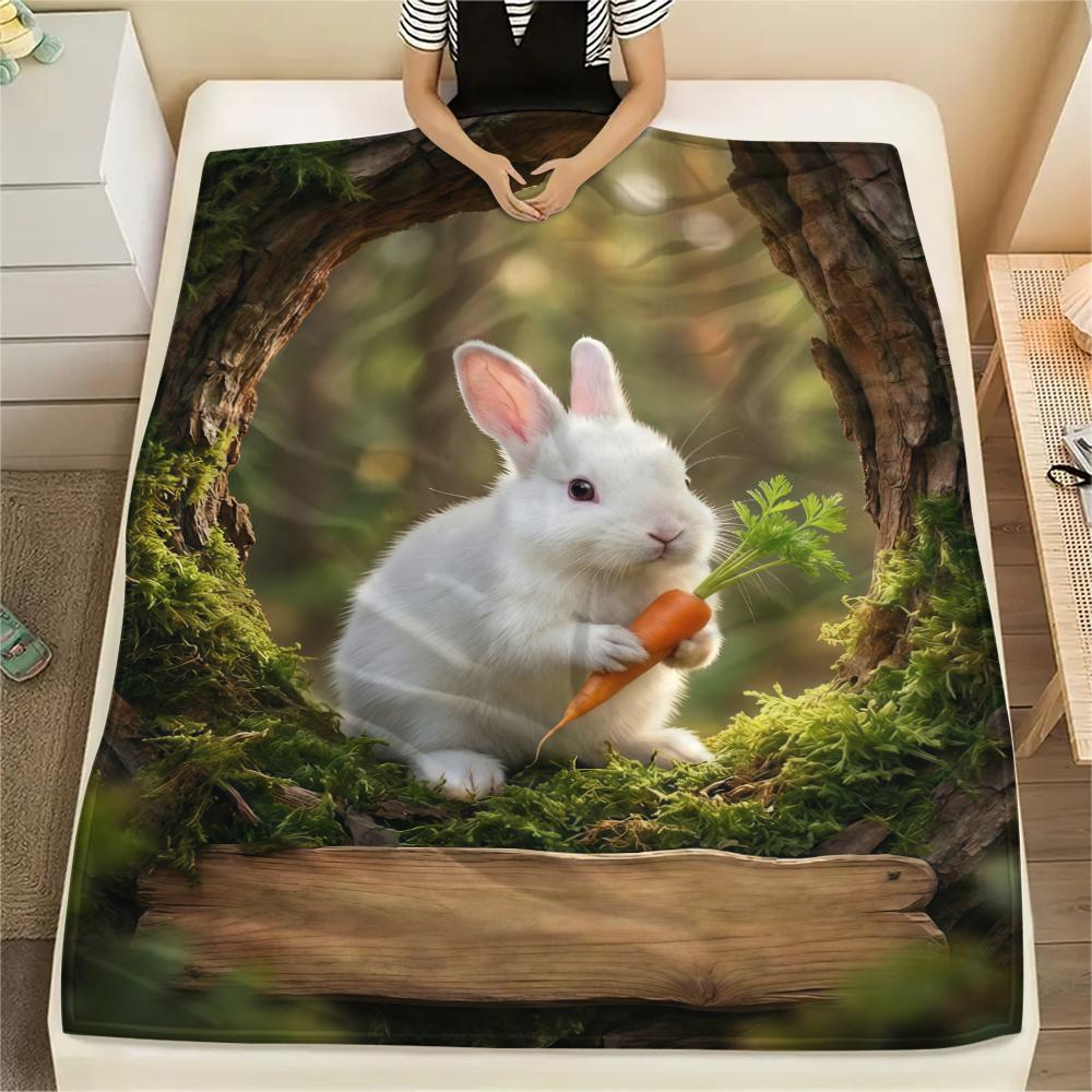 Forest small animals Print Flannel Blanket,High quality Comfortable for All Seasons,Home Decor,Warmth and Comfort,Perfect for Christmas Gifts