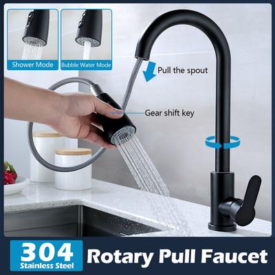 Kitchen Pull Out Faucets Kitchen Faucets Flexible Pull-Out Sink Mixer Tap 2 Modes Nozzle Cold and Hot Water Faucet 360° Rotation Faucet