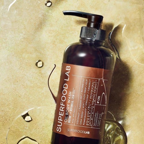 SUPERFOOD LAB Wash with Beauty Oil Moist Biotin Oil Body Wash 480ml Bottle Single Item Body Wash Body Soap Aroma Prickly Heat Organic Aging Odor Dead